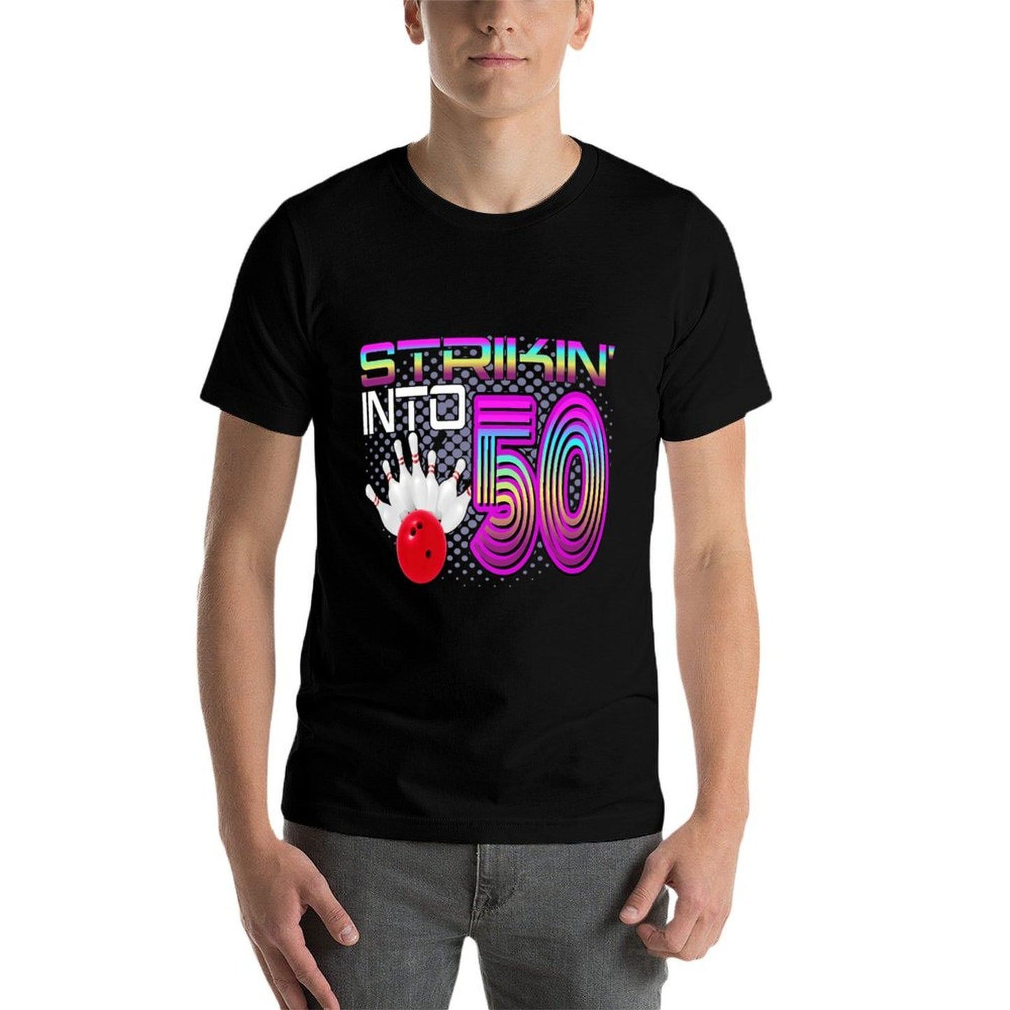 Striking Into 50 Bowling Bowler 50th Birthday Celebration Premium Wrinkle-resistant T-Shirt