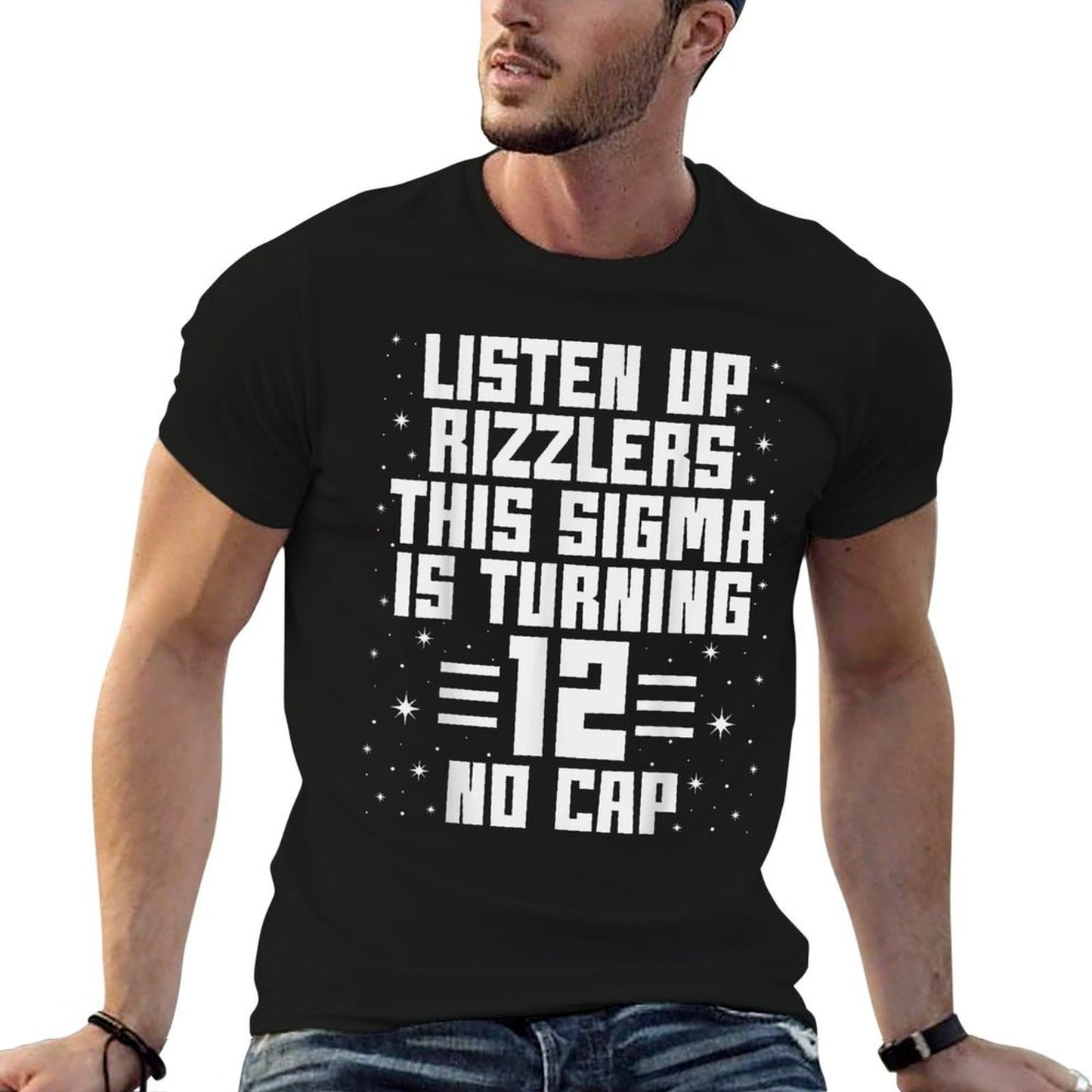 This Sigma Is Turning 12 Years Old Boys Girls 12th Birthday Ribbed Collar T-Shirt