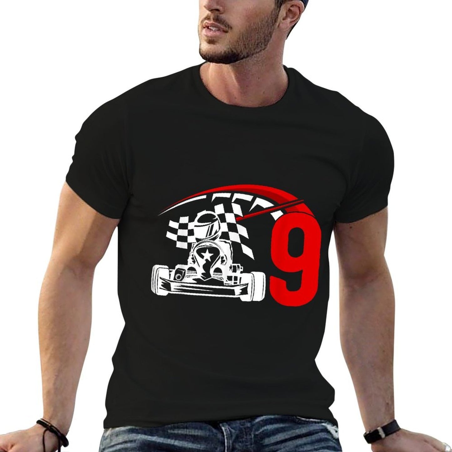 9th Birthday Go Kart Boy Nine Year Old Go Kart Racer Versatile T-Shirt