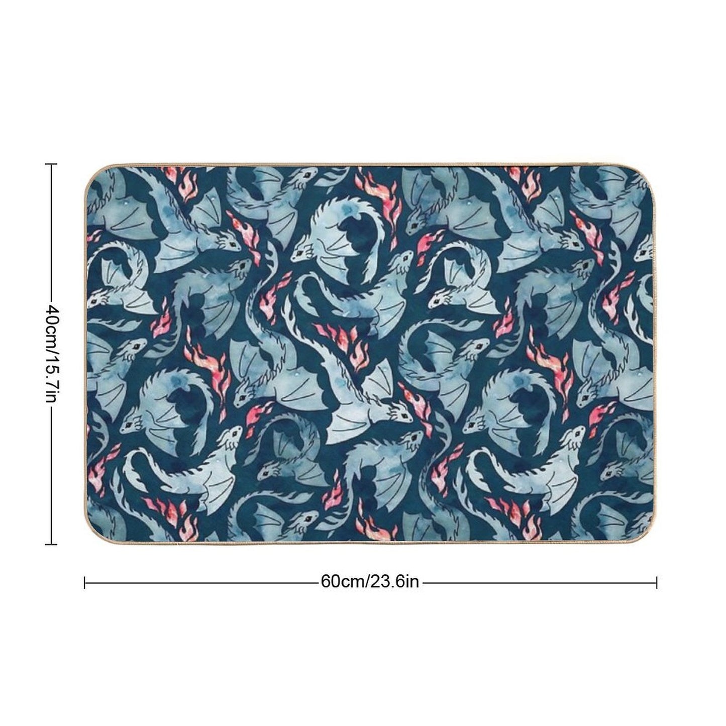 Dragon Fire Dark Blue Anti-Trip Bath Mat