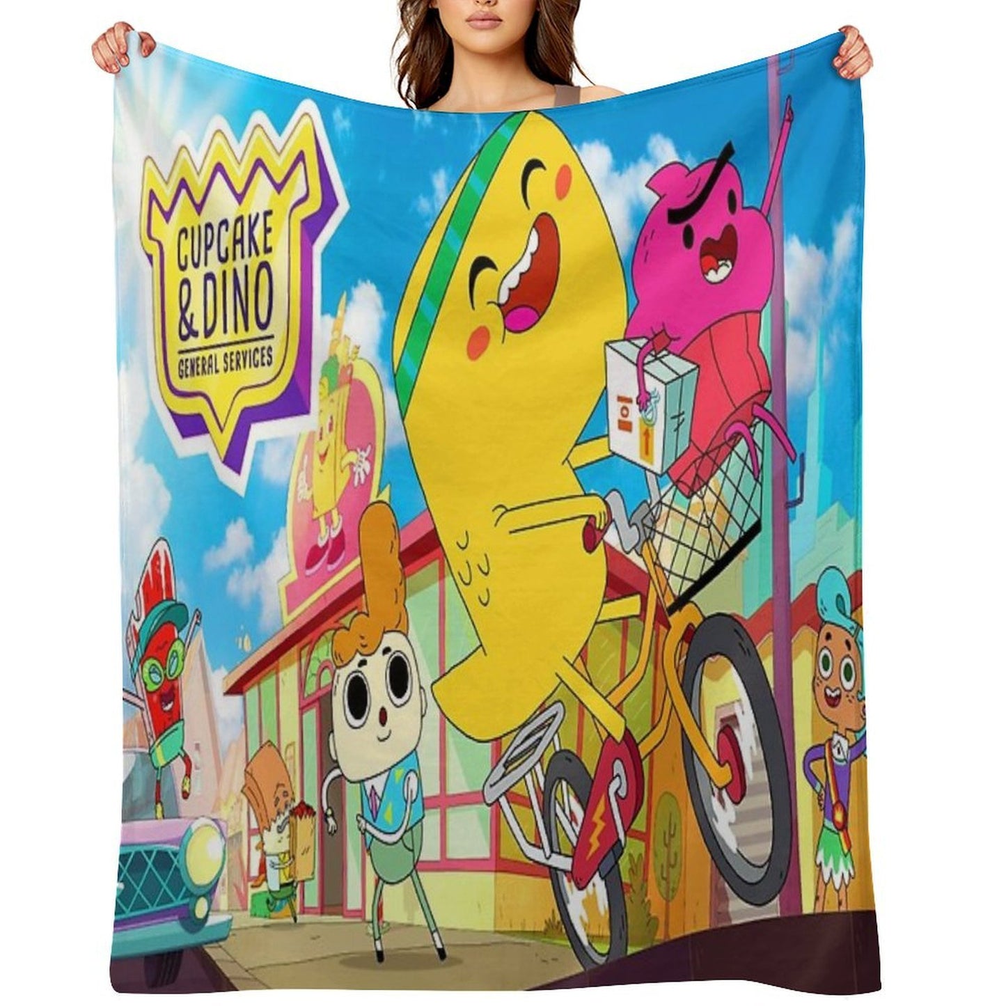 Cupcake & Dino - General Services Cupcake And Din Easy Care Throw Blanket