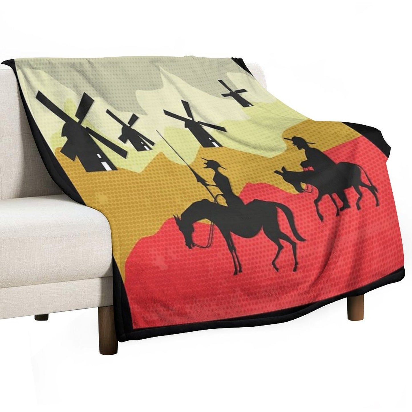 Tilting at Windmills, Don Quixote Machine-washable Throw Blanket