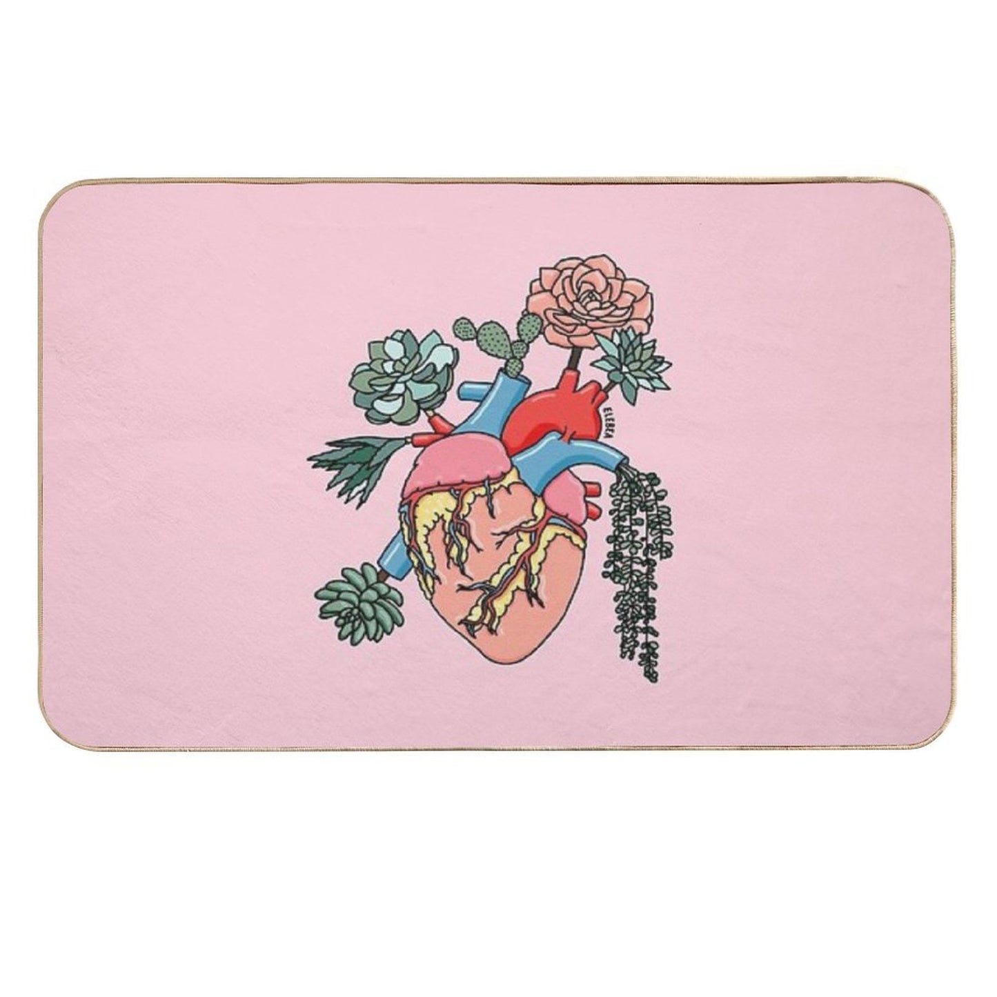 Succulent Heart by Sasa Elebea Eco-Friendly Bath Mat