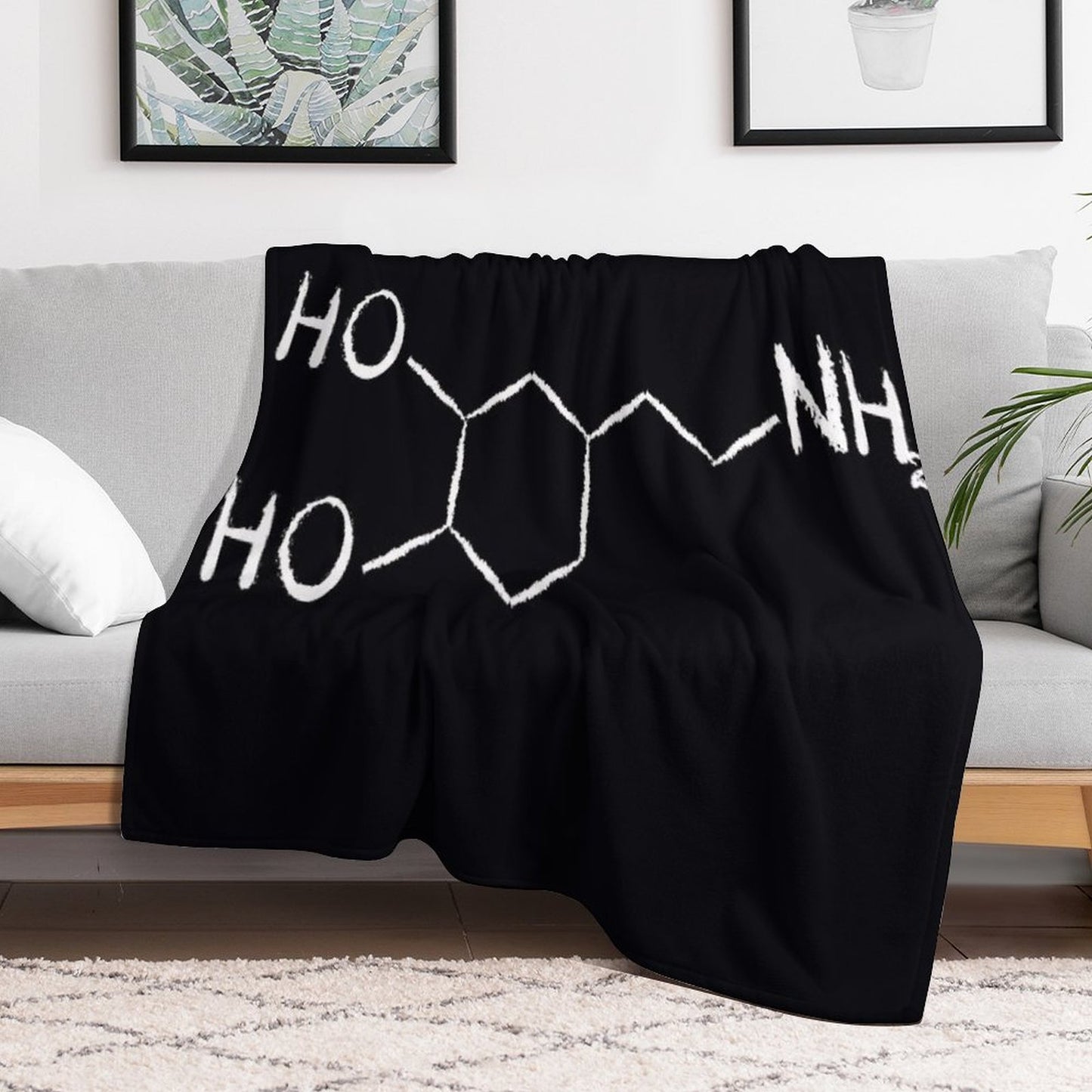 Dopamine Molecule T-Shirt Essentials- Chemistry Gift Wrinkle-free Throw Blanket