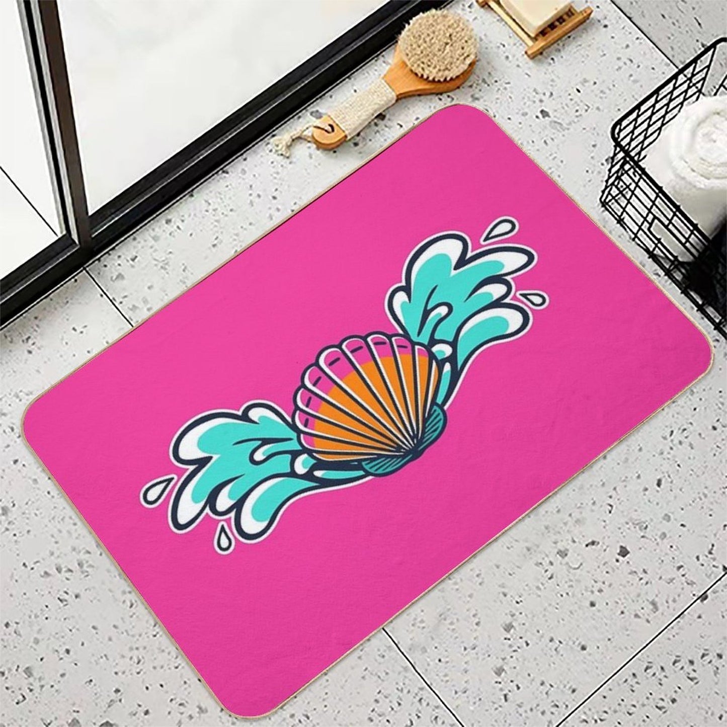 Salty Beaches Shell Wave Wings Repositionable Bath Mat