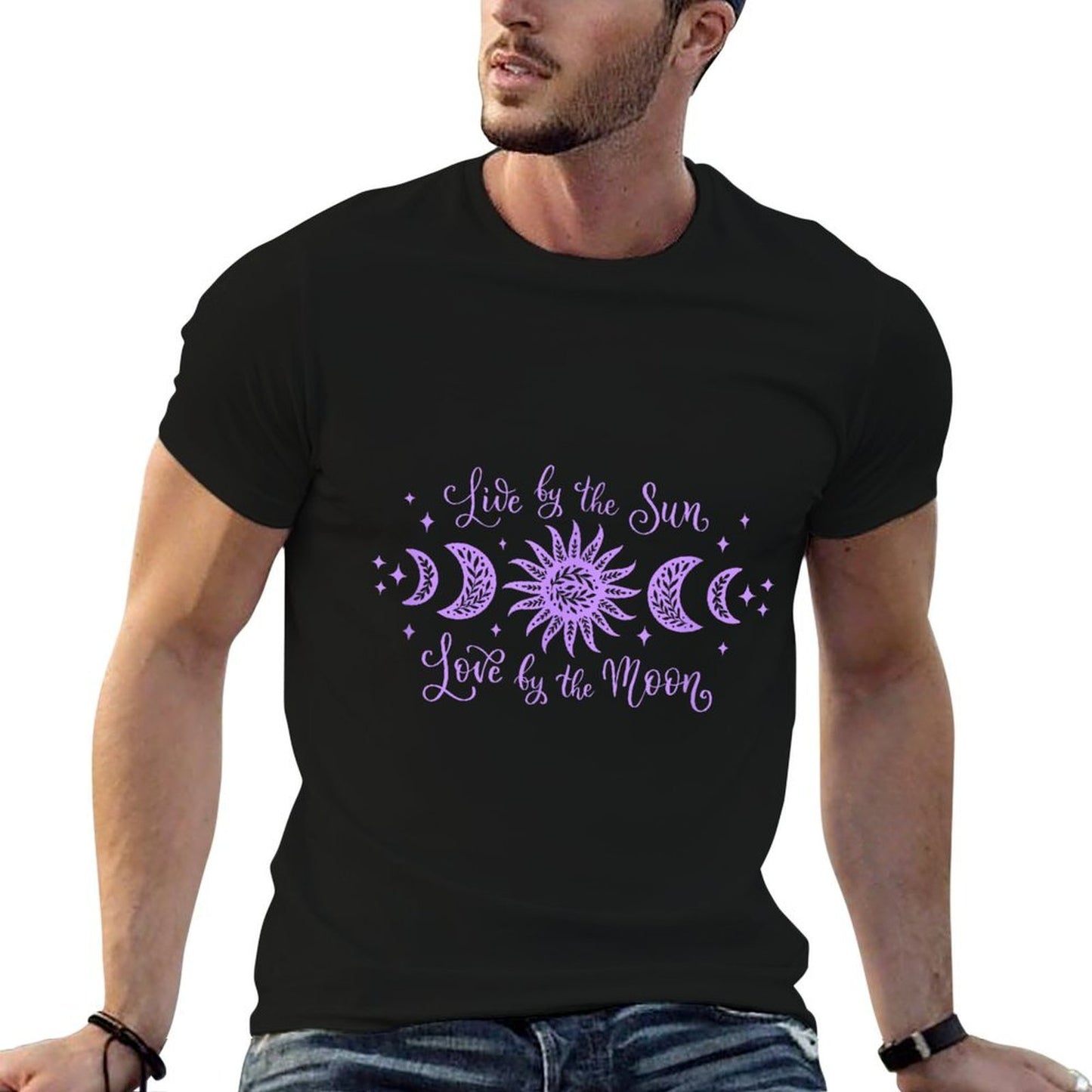 Live by The Sun Love by The Moon Cool Celestial Design Stretchy T-Shirt