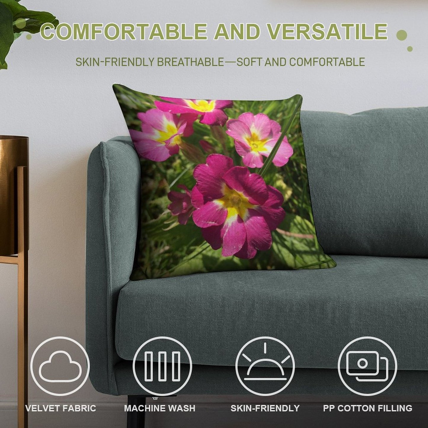 Flowers Soft Home Decor Throw Pillow