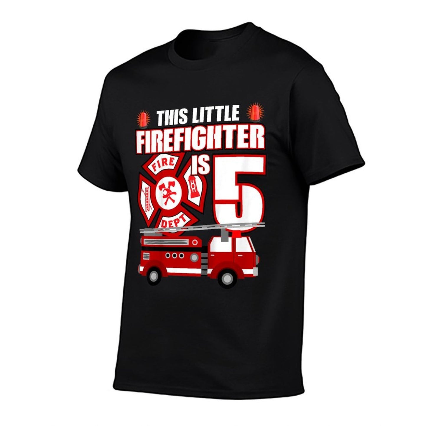 5 Year Old Firefighter Birthday Party Fire Truck 5th Gift Vintage-inspired T-Shirt