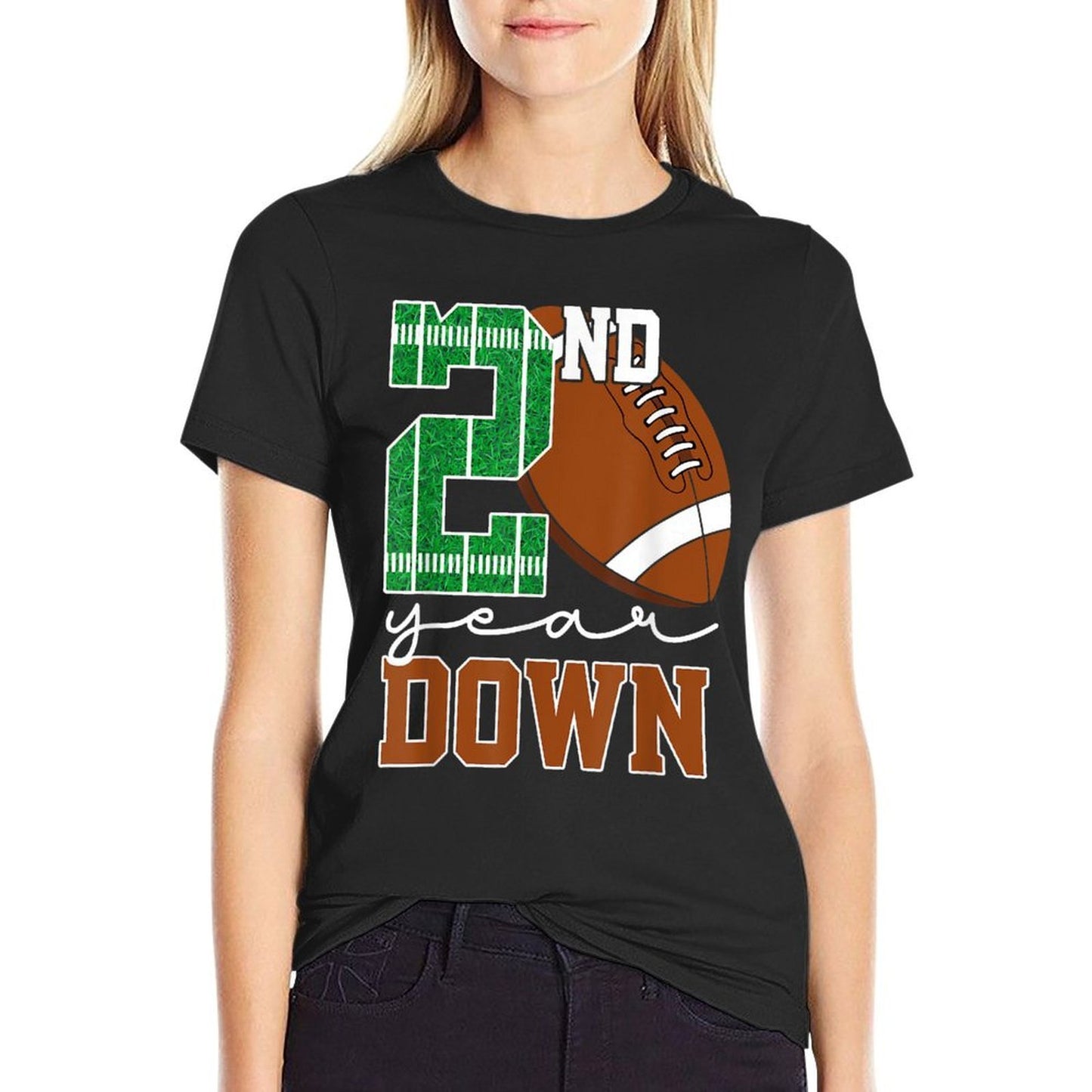 2nd Year Down Football Lover Second Birthday Boy Party Odor-resistant T-Shirt
