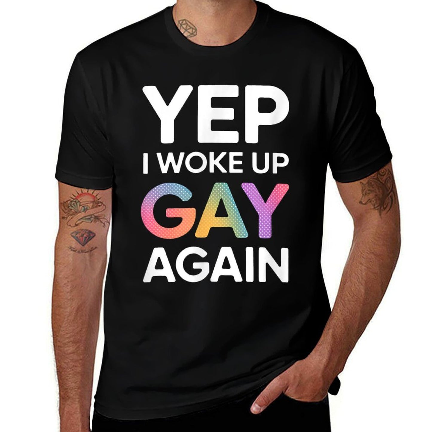 Woke-Up-Gay - Pride-Rainbow-Queer-Gay CSD-Party-LGBTQ Wrinkle-resistant T-Shirt