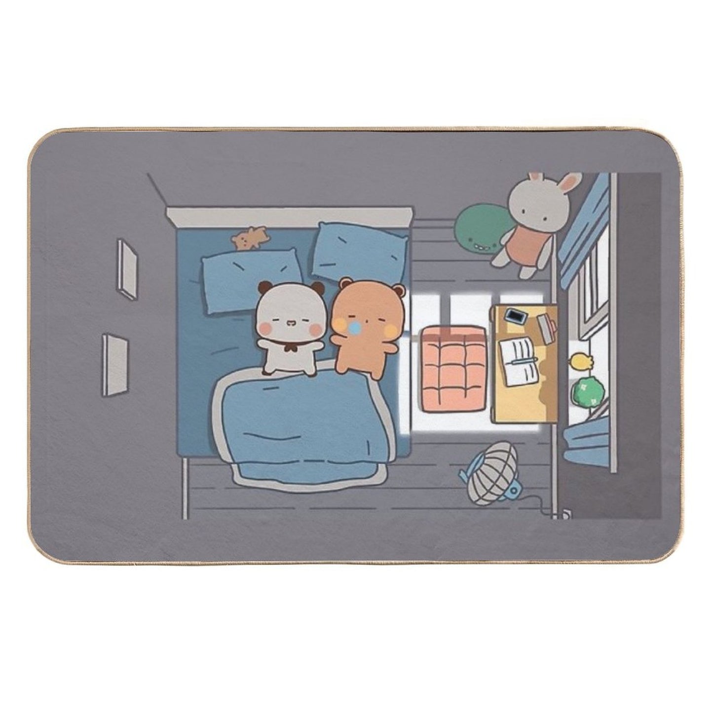 Bubu And Dudu Sleeping Cozy Cute Bear Couple Panda Yier Bubu Brownie Bear Anti-Trip Bath Mat