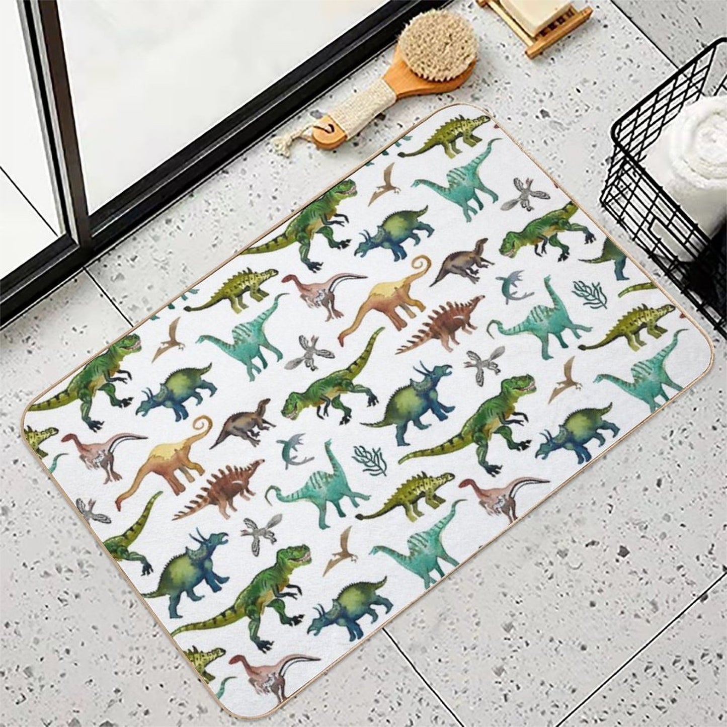 Dino-Mite Dreams for Kids Trendy Dinosaur Pattern Unique Gift Idea. Anti-Trip Bath Mat
