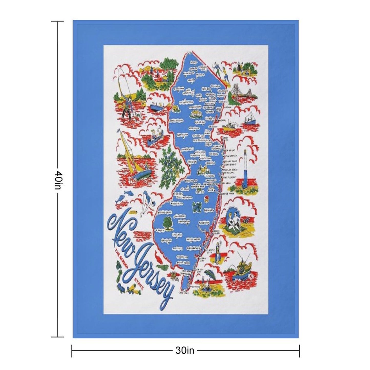 Vintage New Jersey Map Quick-dry Throw Blanket