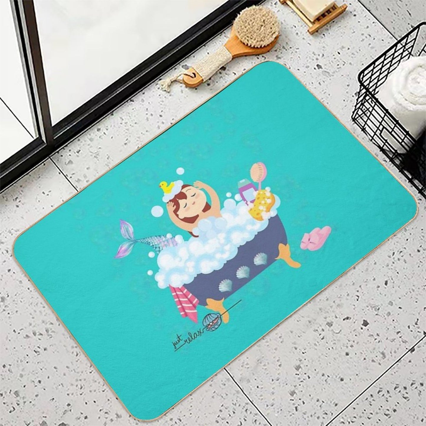 Just Relax Girl in Bathtub Fade-Resistant Bath Mat