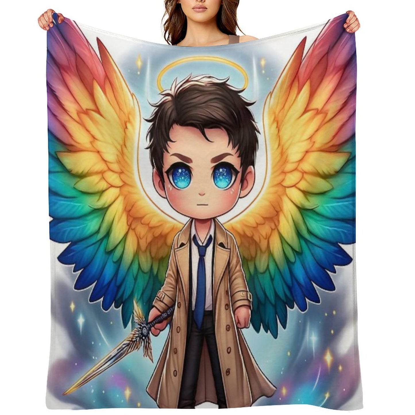 Rainbow Warrior Angel Premium Throw Blanket