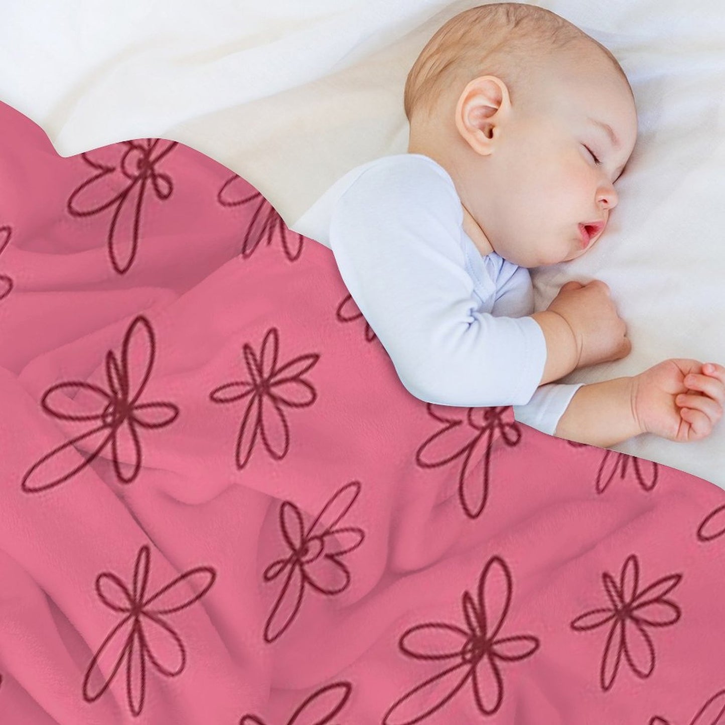 Daisy Whispers - Minimalist Leaf Pattern Compact Throw Blanket