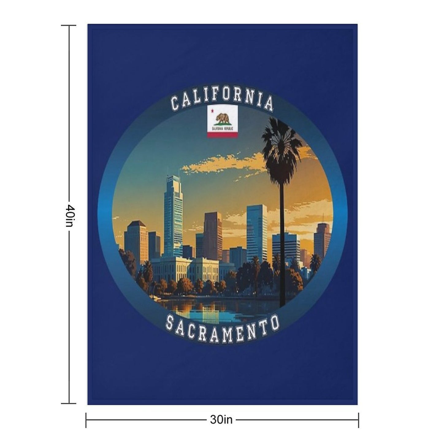 Sacramento California Travel Plush Throw Blanket