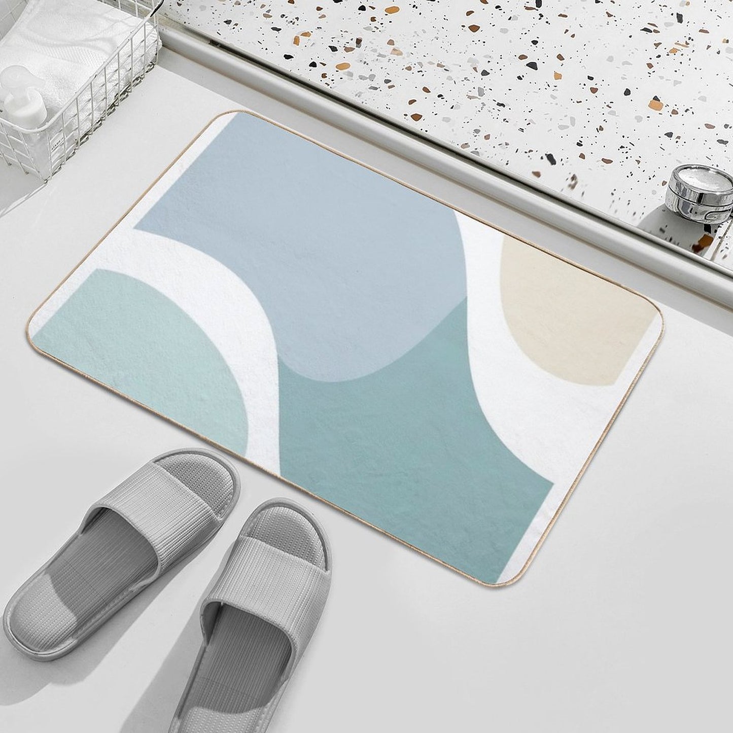 Abstract Pastel Organic Shapes High-Traffic Bath Mat