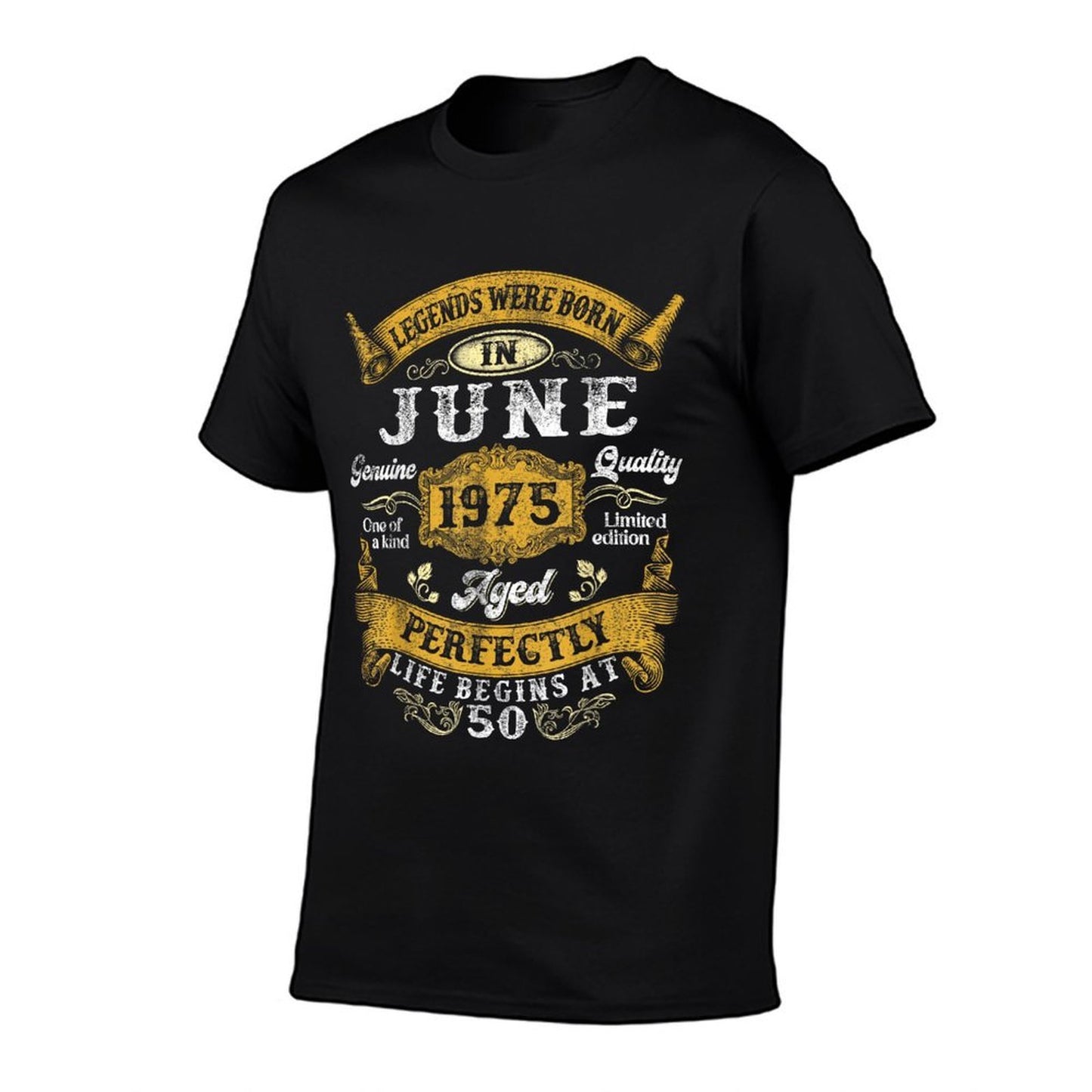 50 Years Old Legend Since June 1975 50th Birthday Men Women Ribbed Collar T-Shirt