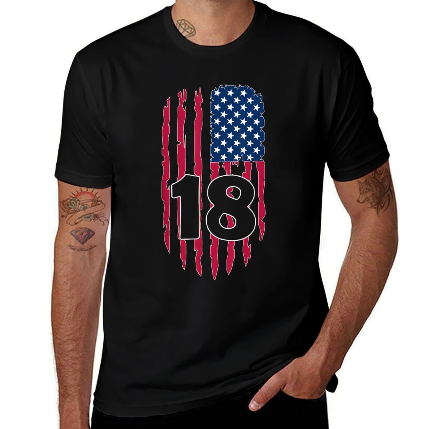 USA NUMBER 18 YEARS OLD BOY 18TH BIRTHDAY Lightweight T-Shirt