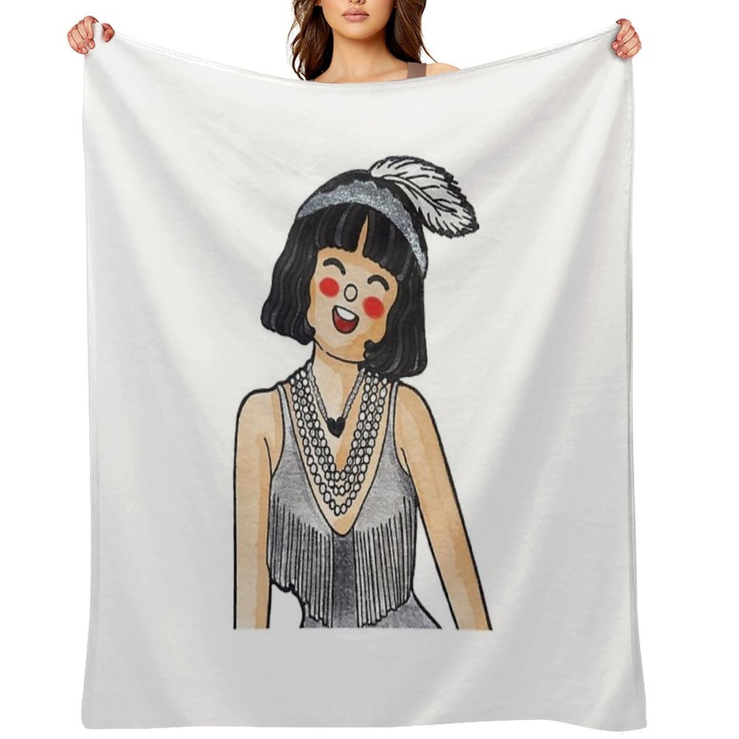 Showgirl – Cartoon Watercolor Art Easy Care Throw Blanket