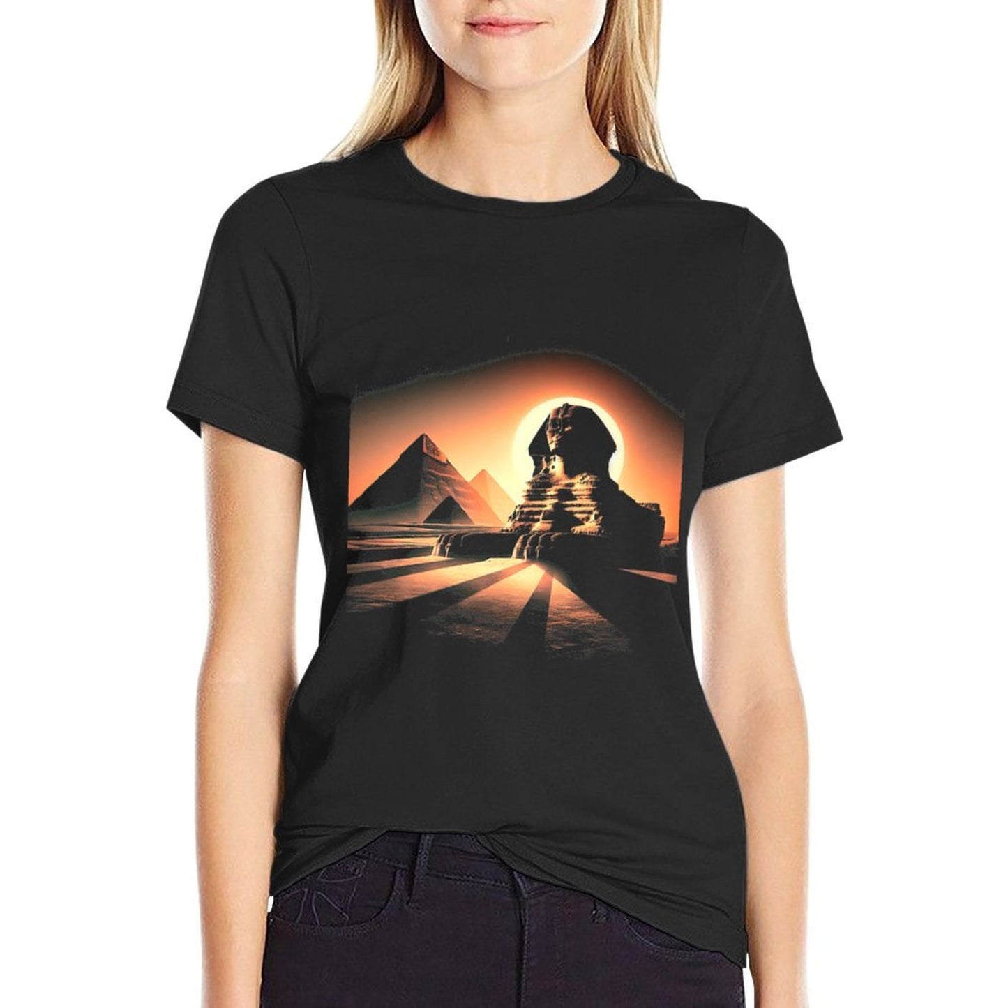 Sphinx at Sunset - Pyramids View Premium  Heathered Texture T-Shirt