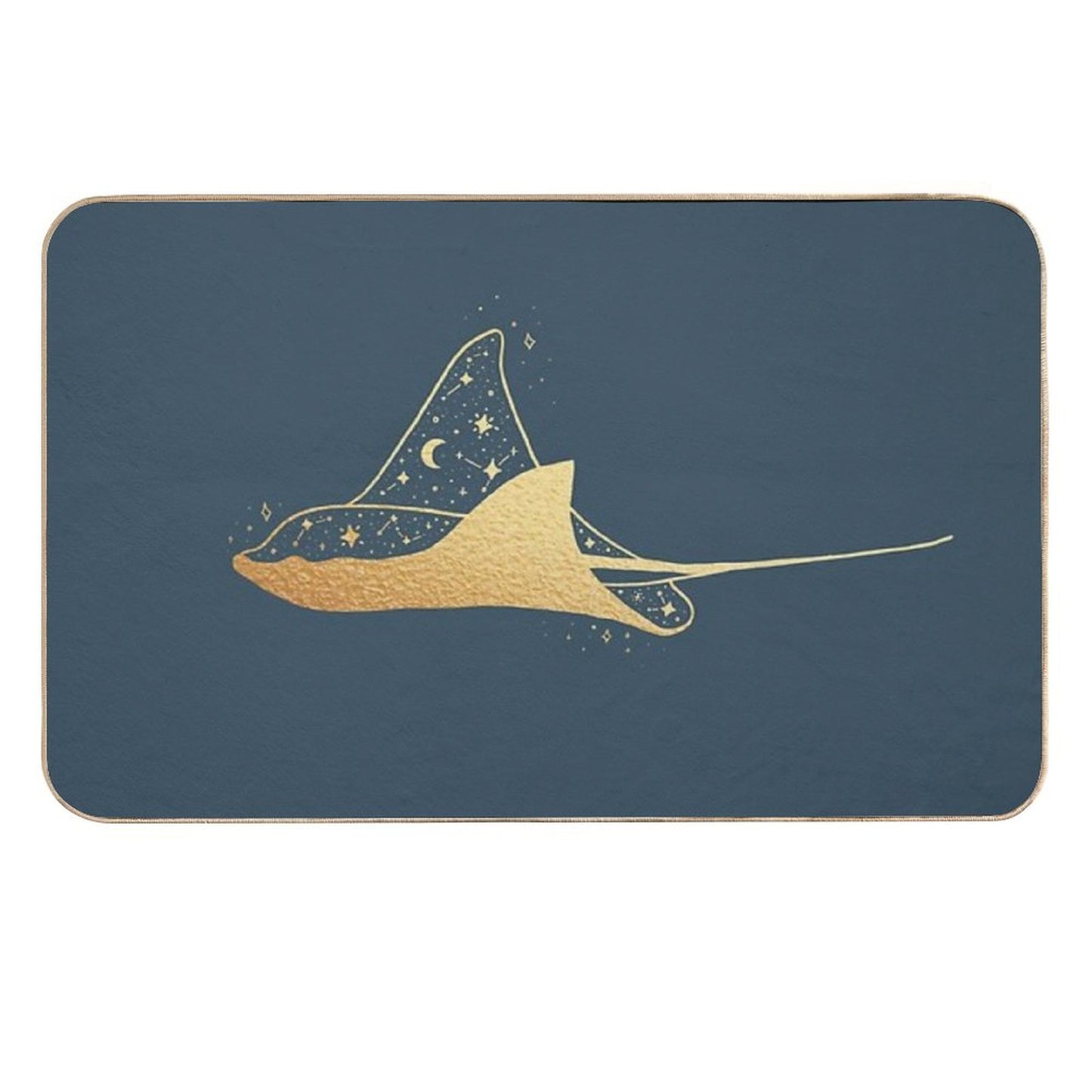 Golden Manta Ray Stars Constellation High-Traffic Bath Mat