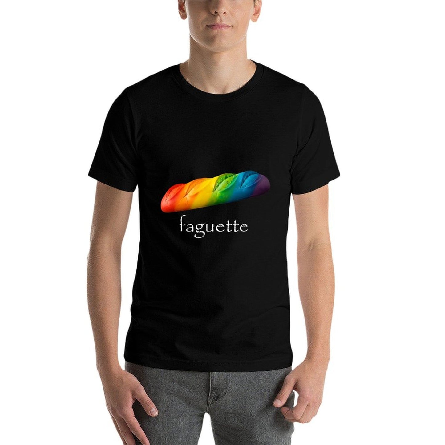 Funny Baguette Rainbow Faguette LGBT Pride Month High-quality Stitching T-Shirt