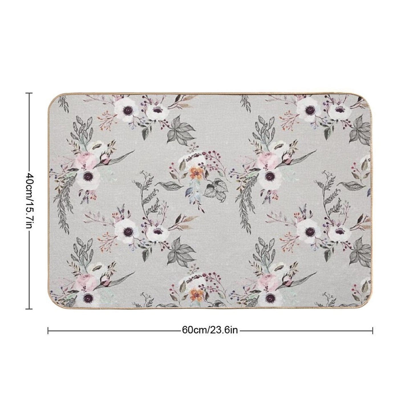 Modern Boho Watercolor And Ink Floral Bohemian Slip-Resistant Bath Mat