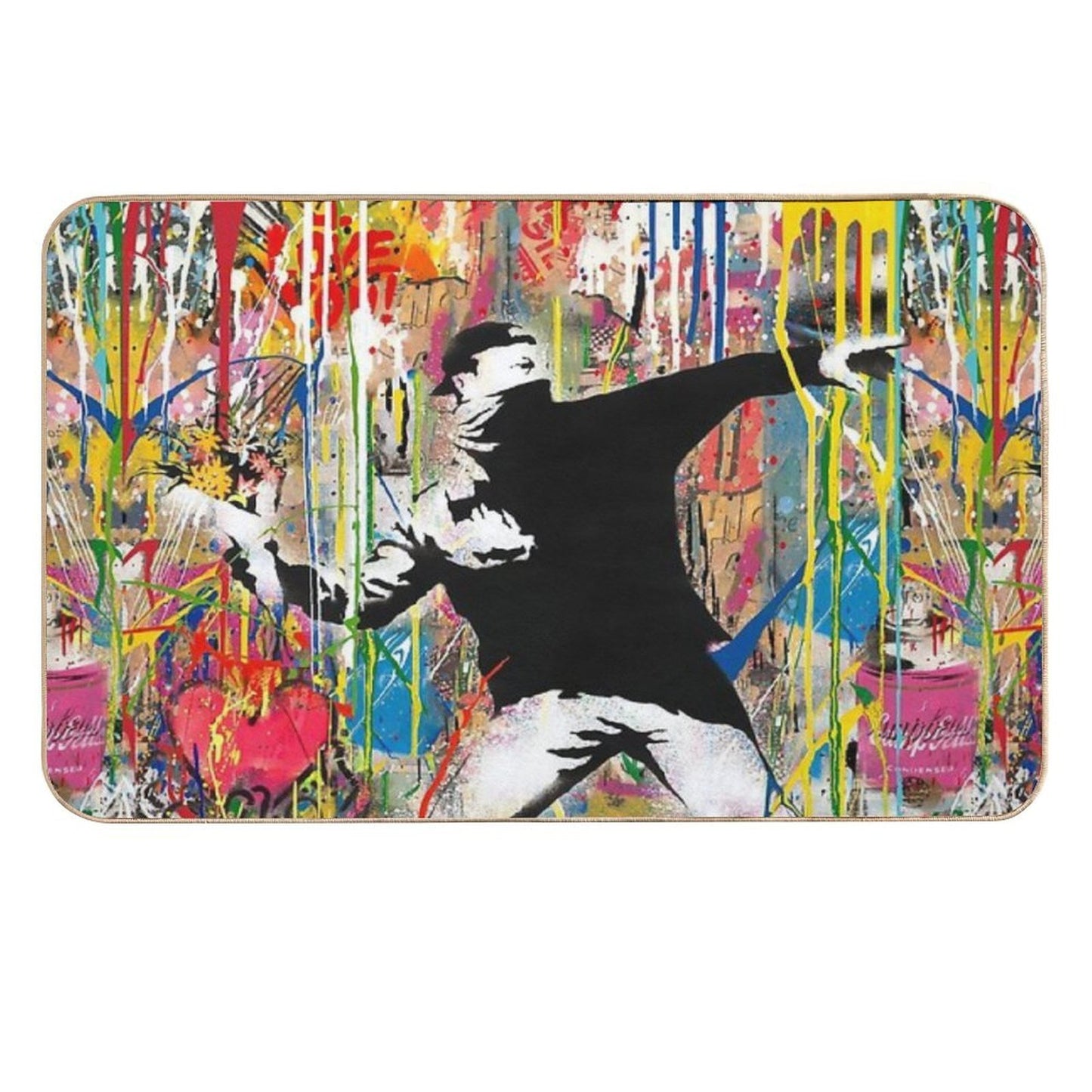 Flower Thrower Pop Street Art Colorful Rapid-Drying Bath Mat