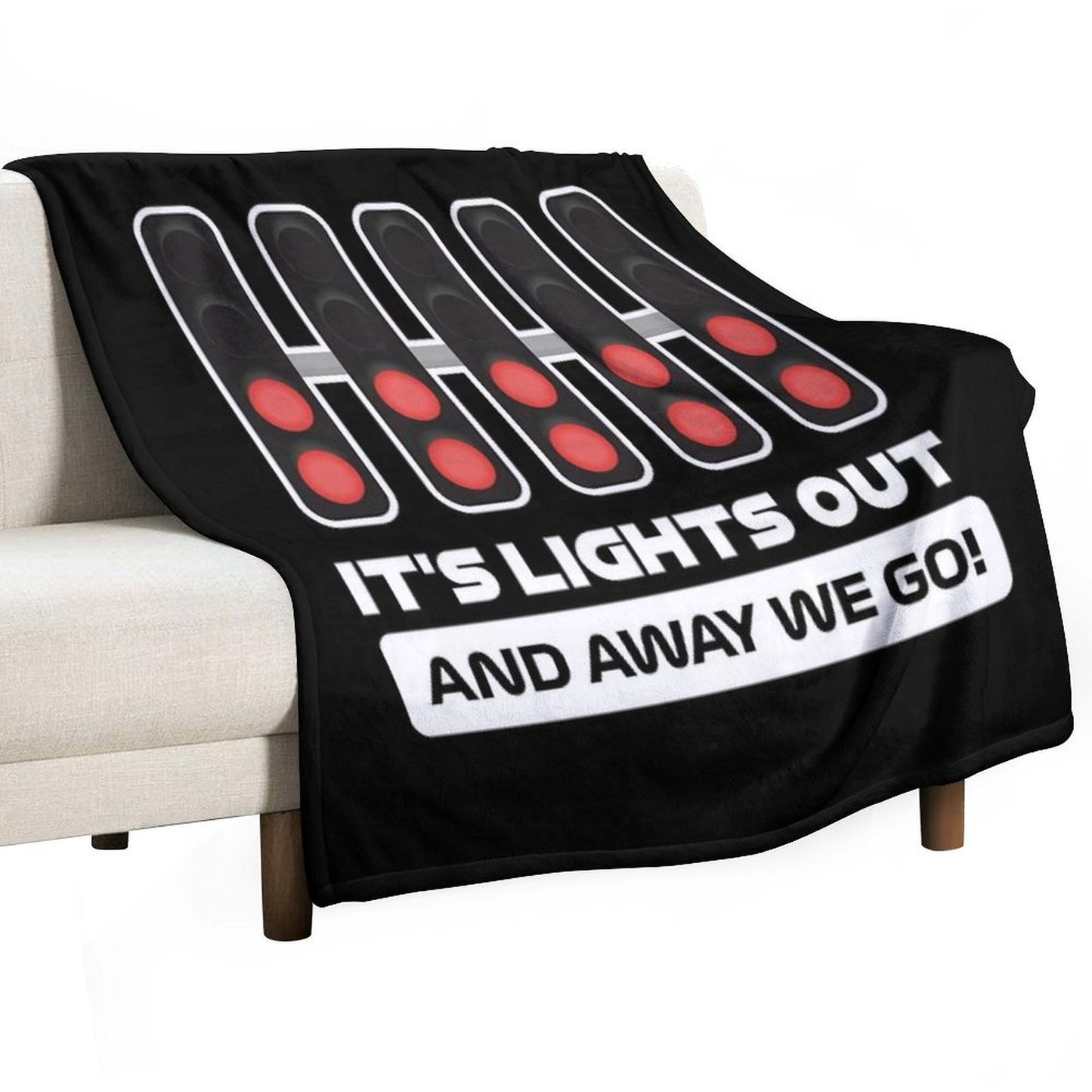 It's Lights Out And Away We Go! - Version 2 (White) Premium Throw Blanket