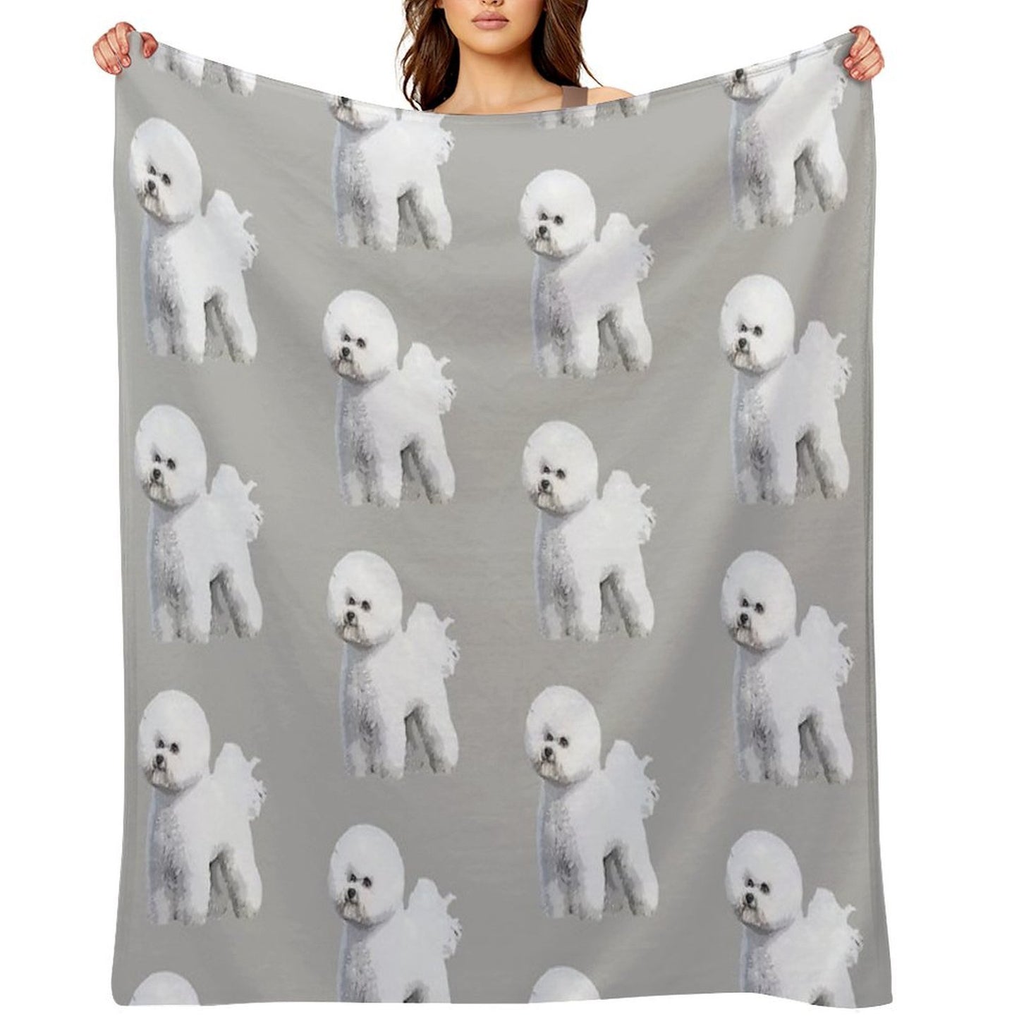 Bichon Frise Standing Beauty Travel-friendly Throw Blanket