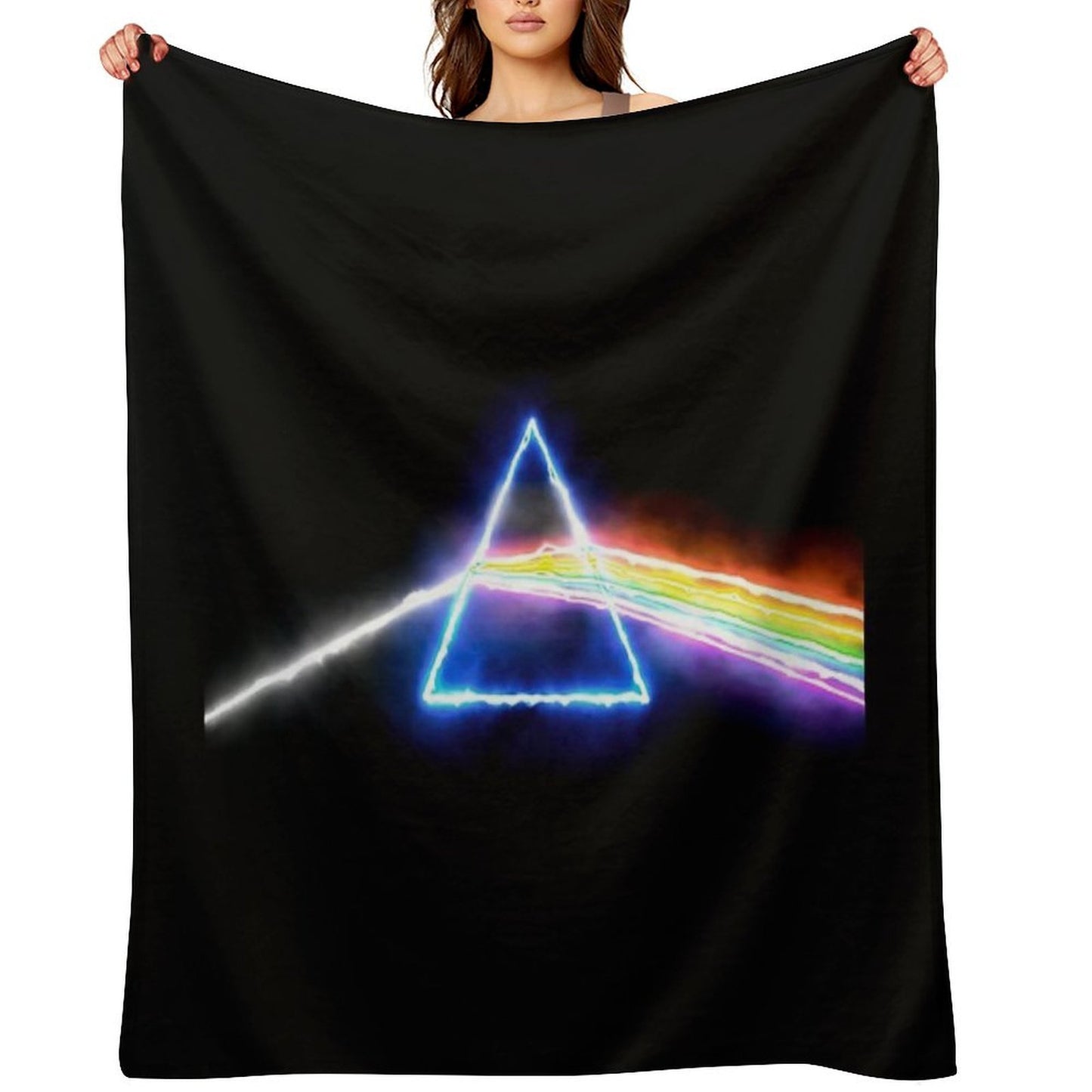 Pink Floyd Dark Side of The Moon Style Prism Rainbow Colors Multi-functional Throw Blanket