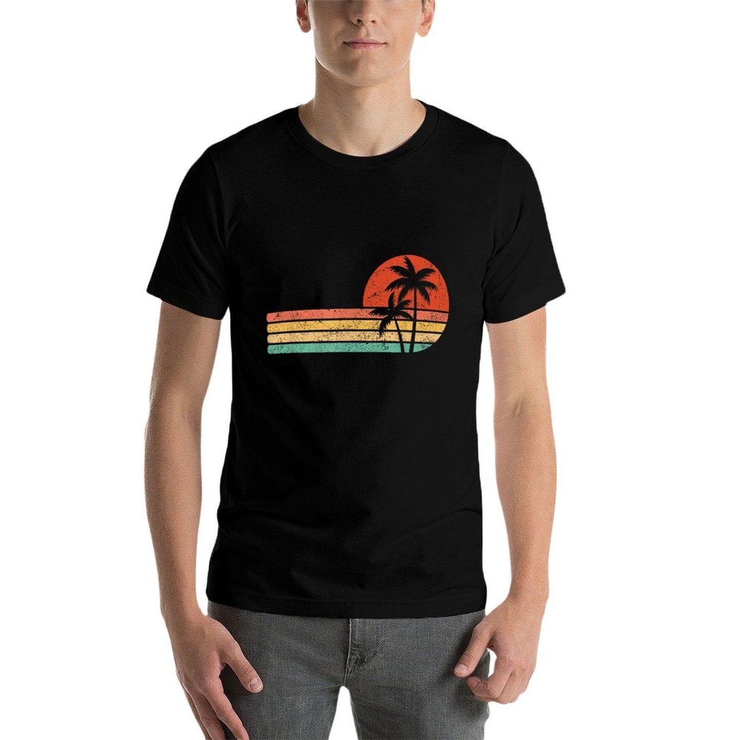 Retro Style Tropical Vintage Sunset Beach Palm Tree  Affordable Price T-Shirt