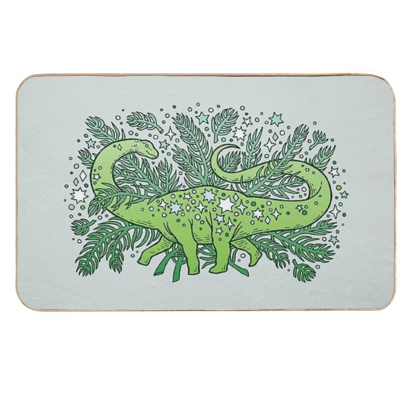 Evergreen Apatosaurus Dinosaur Cosmic Festive Art Anti-Trip Bath Mat
