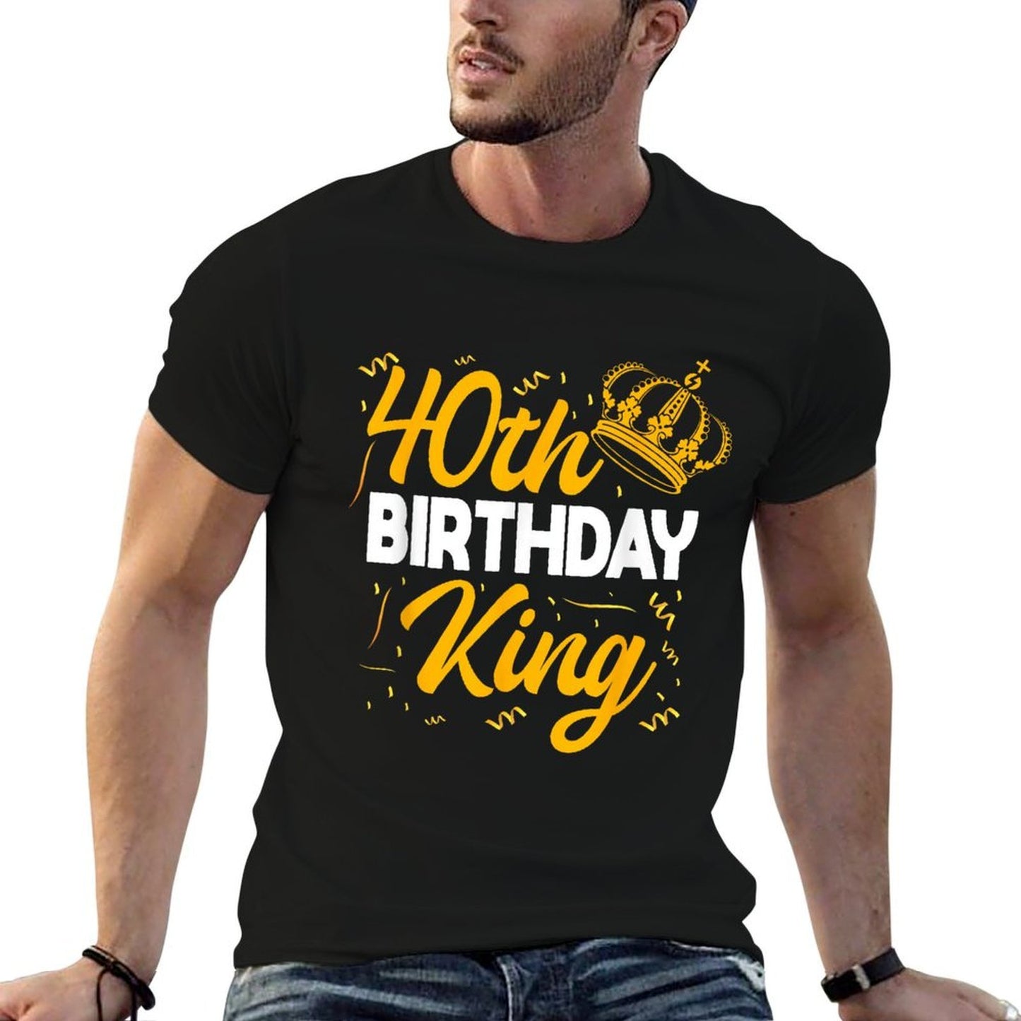 40th Birthday King Party Crown Bday Celebration Easy-care T-Shirt