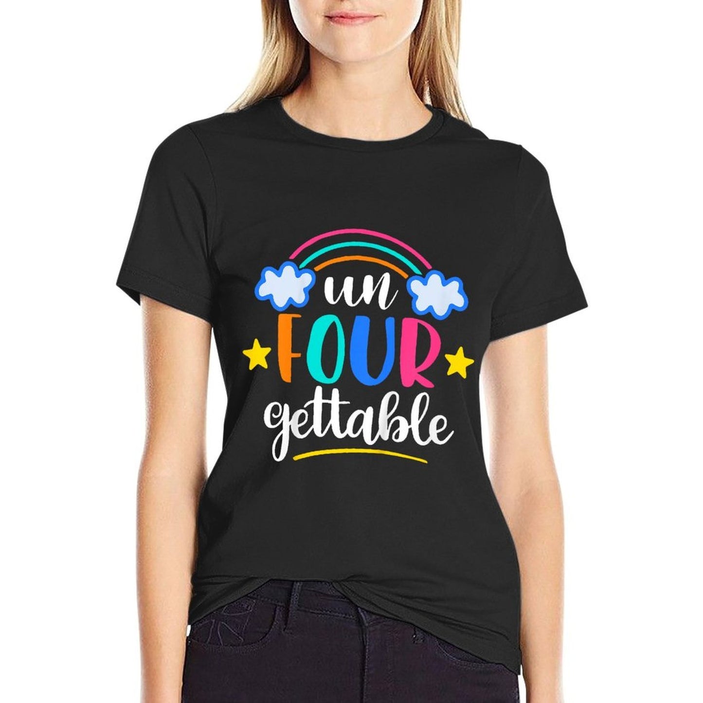 Kids Un Four Gettable Rainbow B-Day 4th Birthday Gift 4 Years Old Slim-fit Cut T-Shirt