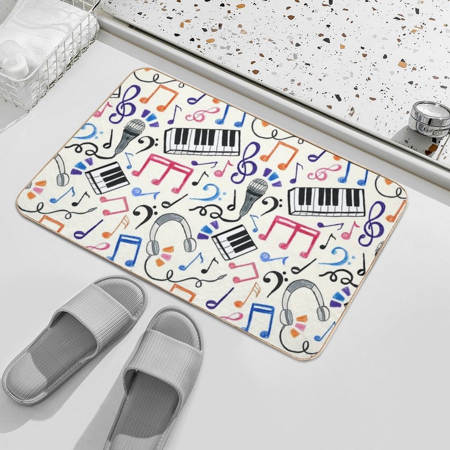Good Beats - Music Notes & Symbols Long-Lasting Bath Mat