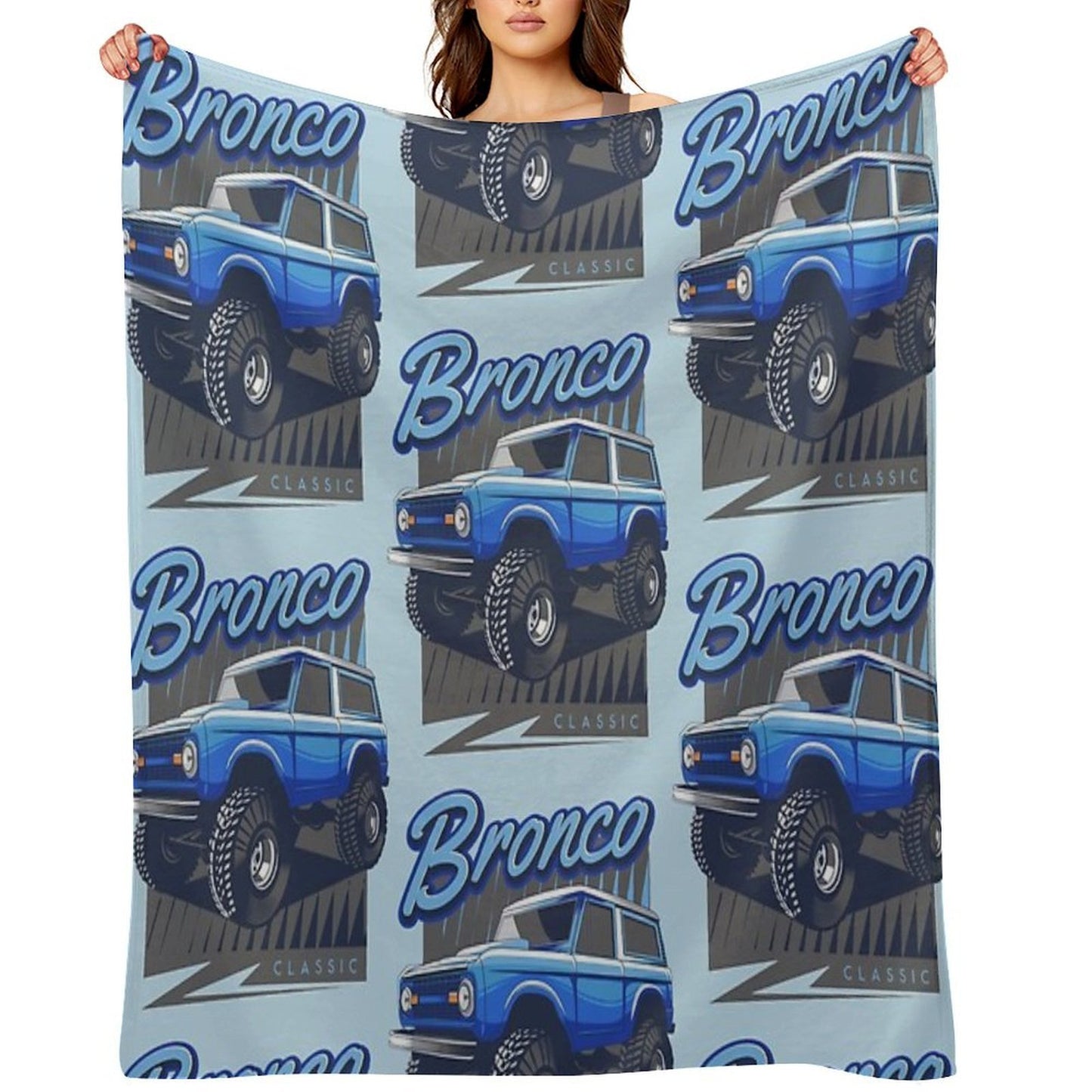Ford Bronco Truck Classic Ford Bronco Blue Compact Throw Blanket