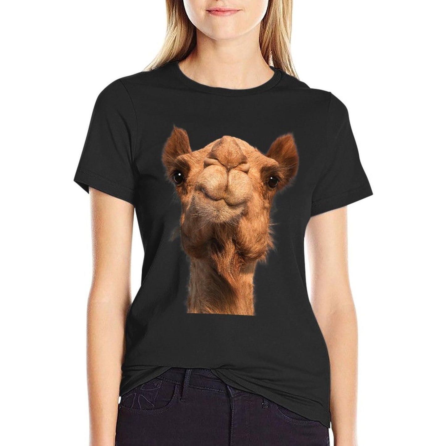 Camel Animal Face Cotton T-Shirt