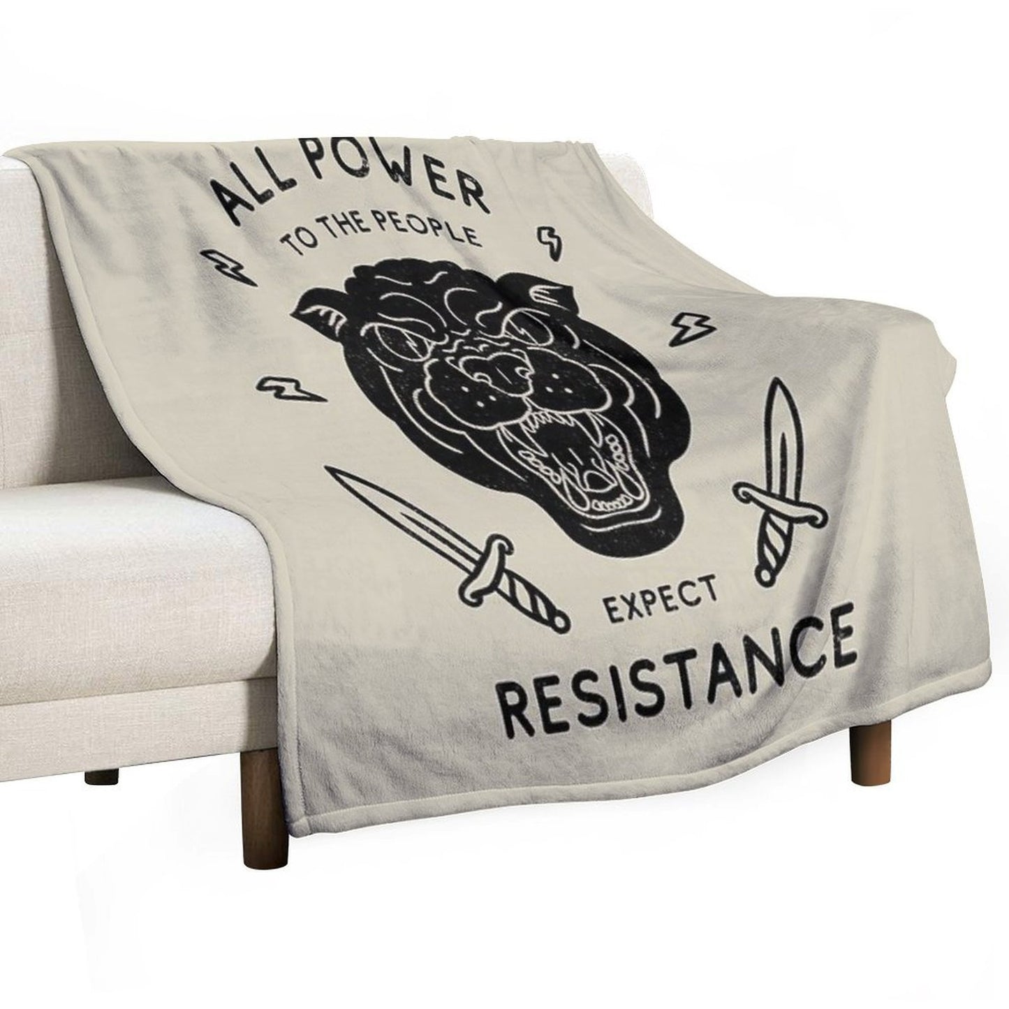 Black Panther - All Power to The People - Expect Resistance HBCU Black Owned BLM Black Lives Matter Original Art Pillowcase Easy Care Throw Blanket