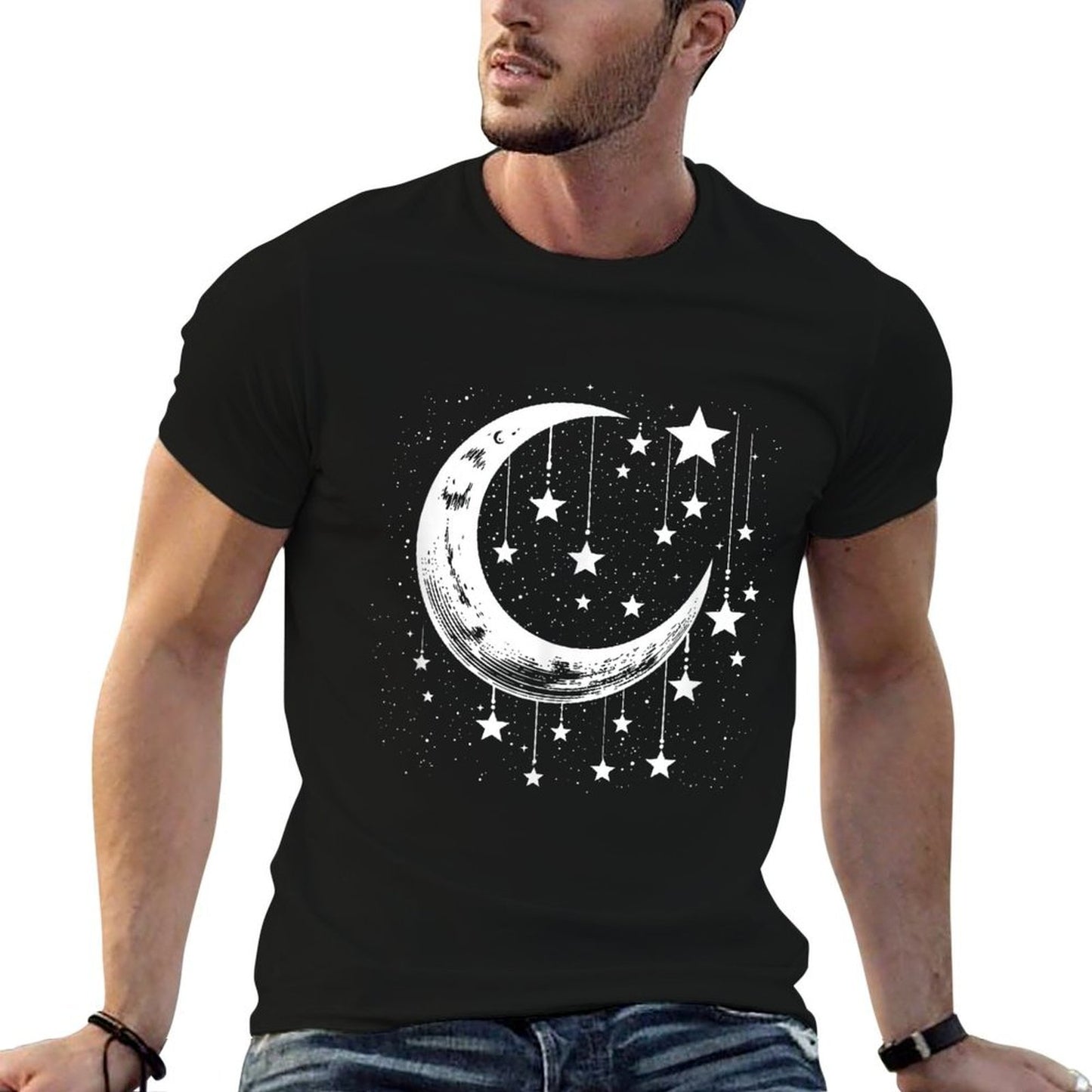 Galaxy Night Sky Moon Lunar Stars Love Polyester Blend T-Shirt