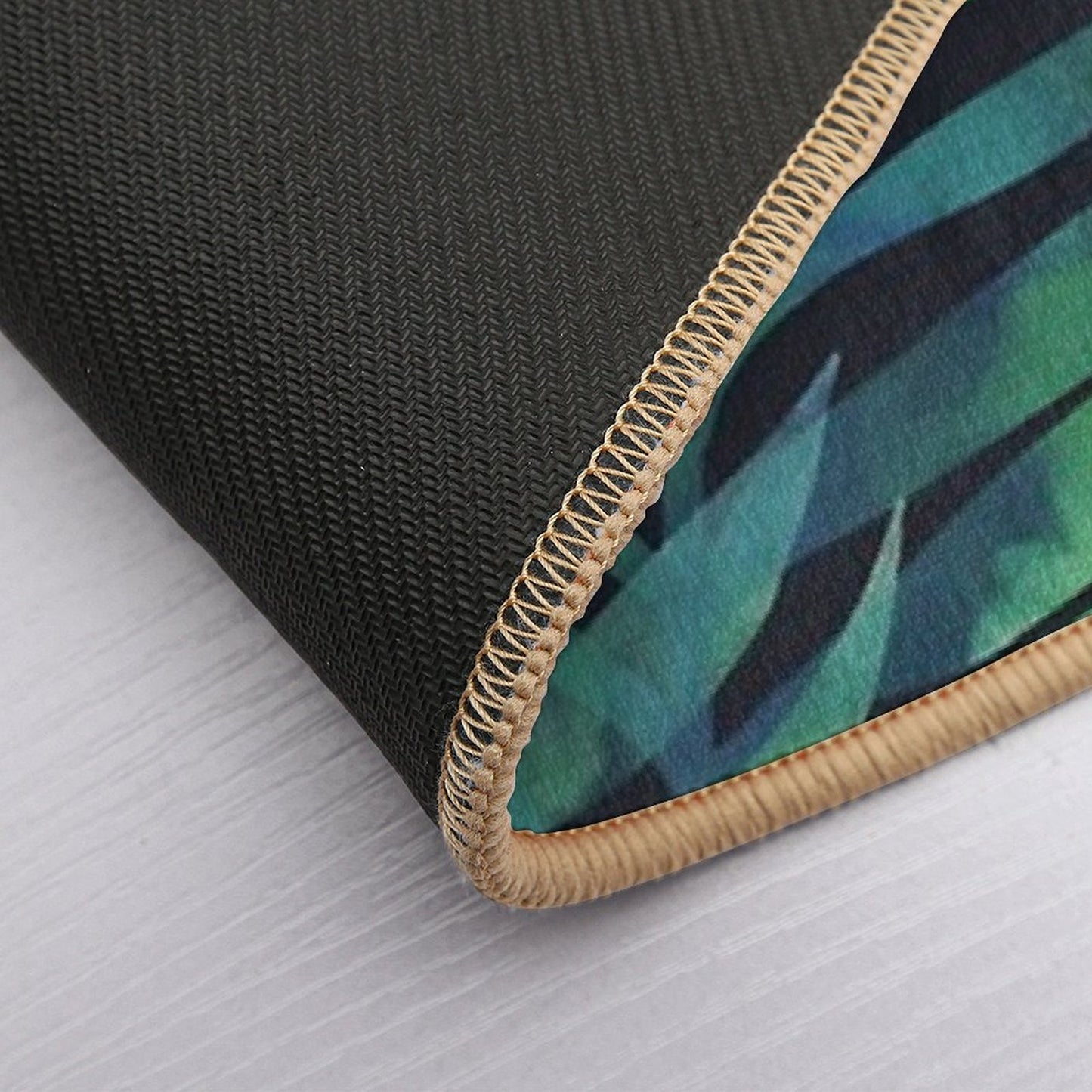 Dark Green Palms Leaves Pattern Slip-Resistant Bath Mat
