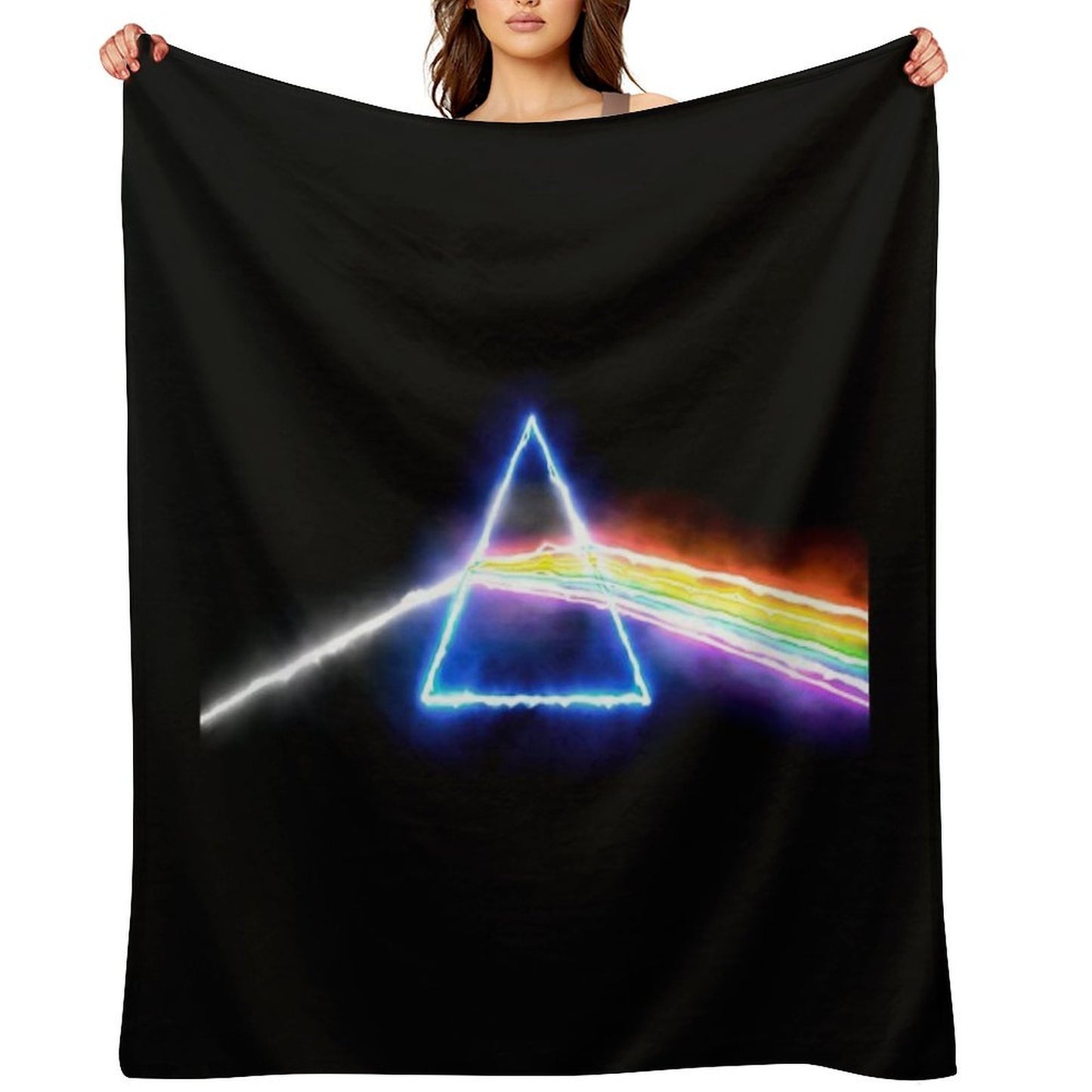 Pink Floyd Dark Side of The Moon Style Prism Rainbow Colors Multi-functional Throw Blanket