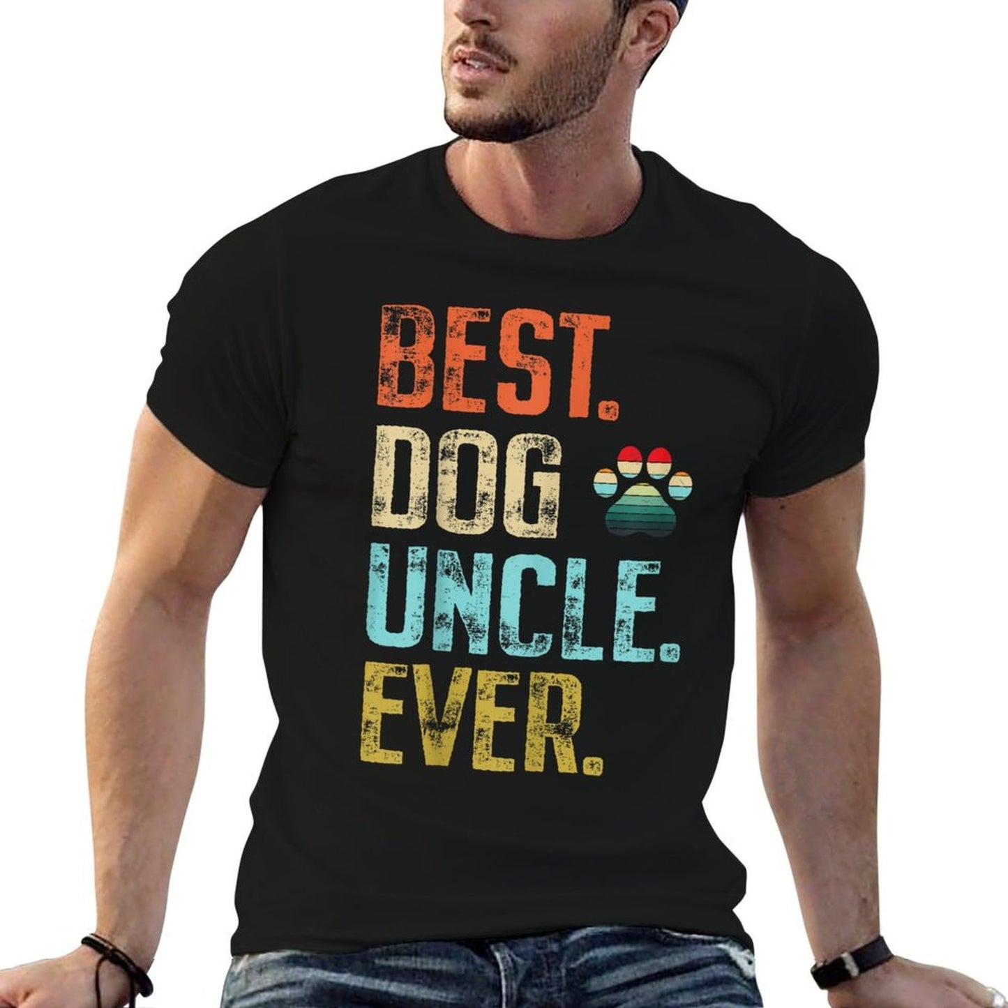 Mens Best Dog Uncle Ever Vintage Dog Lover Easy-care T-Shirt