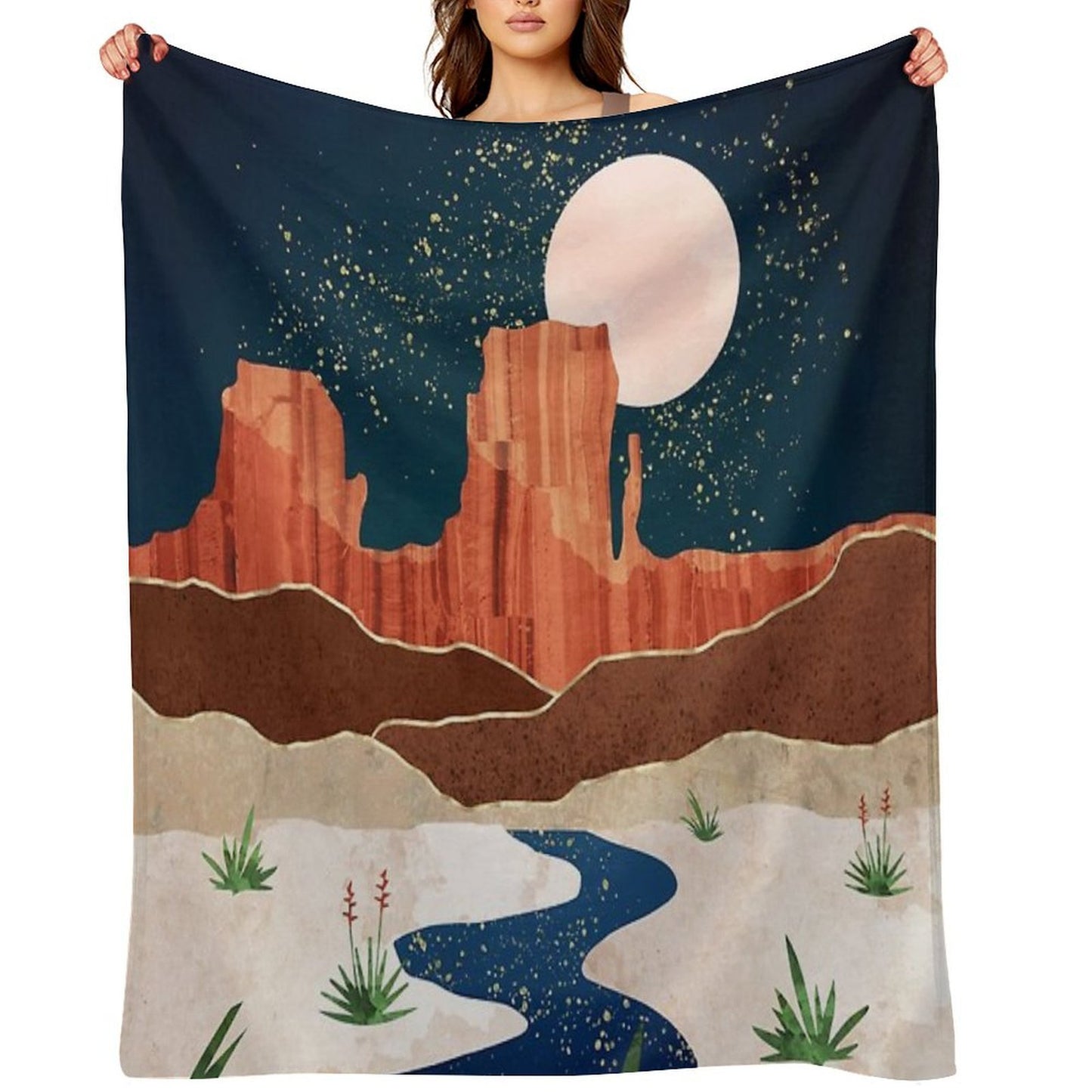 Desert Stars River Quick-dry Throw Blanket