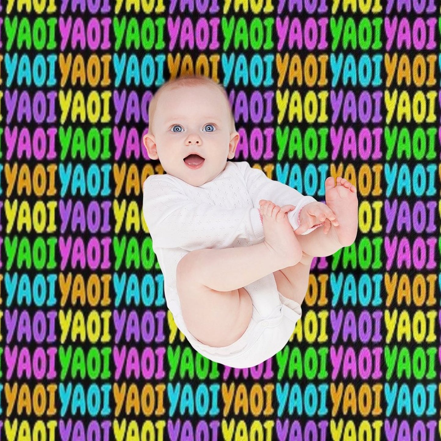 NEON RAINBOW YAOI Eco-conscious Throw Blanket
