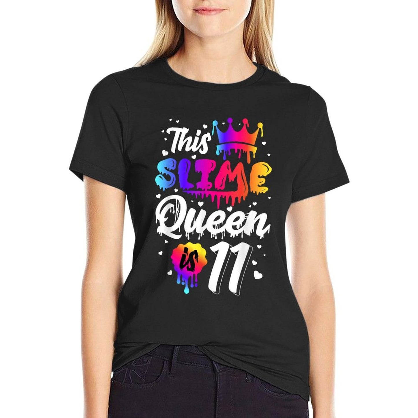 This Slime Queen Is 11 Years Old 11th Slime Birthday Girls Relaxed-fit T-Shirt