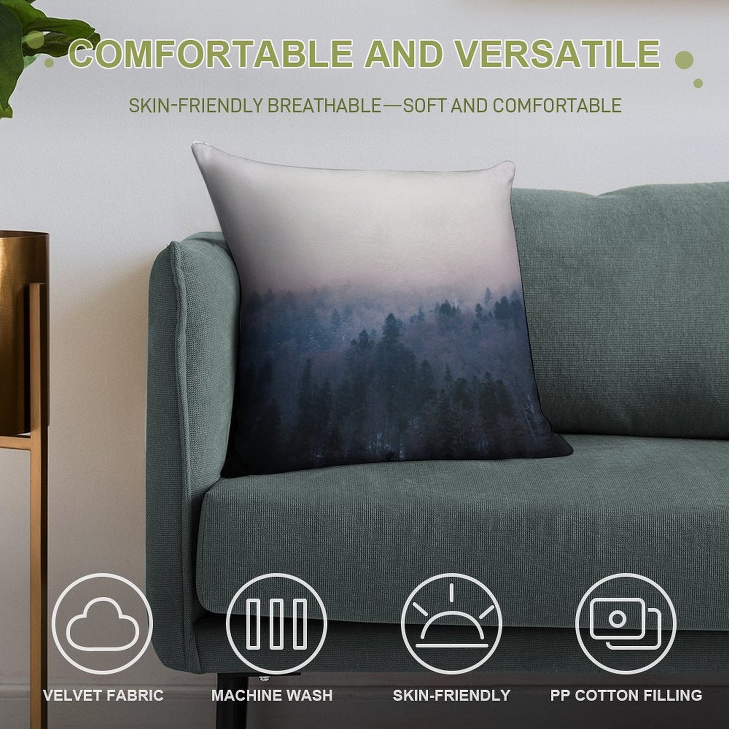 Home Again Soft Short Plush Fabric Throw Pillow