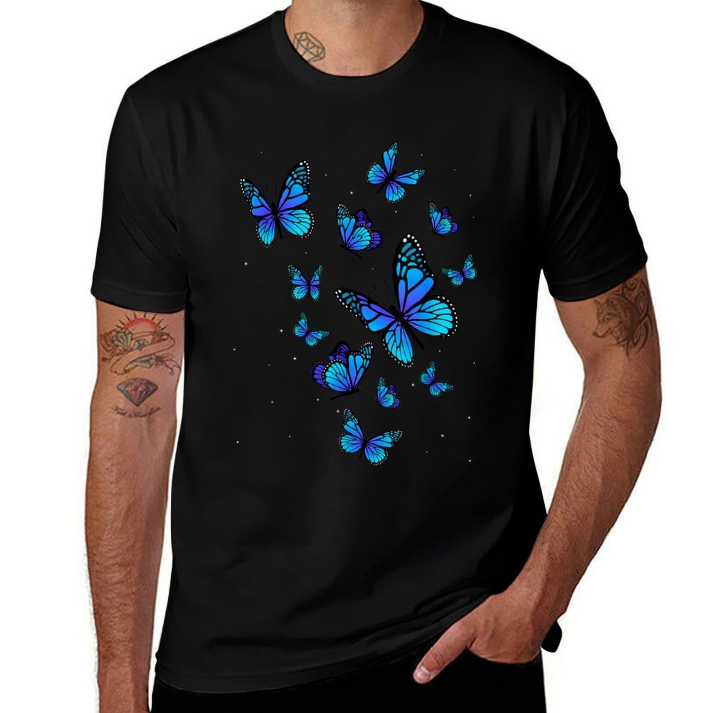 Blue Butterfly Art Garden Beautiful Butterflies Wrinkle-resistant T-Shirt
